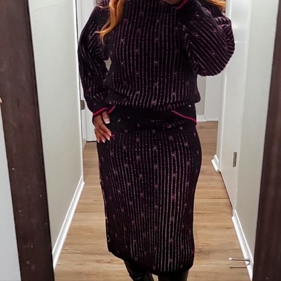 Vintage | Bears Crossing | 2 Piece Knit Floral Print Skirt Set - Picture 7 of 16